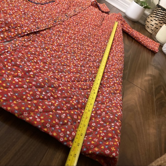 Red Floral Quilted House Coat Robe - Picture 5 of 10